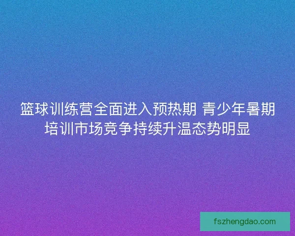 篮球训练营全面进入预热期 青少年暑期培训市场竞争持续升温态势明显