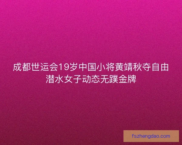 成都世运会19岁中国小将黄靖秋夺自由潜水女子动态无蹼金牌