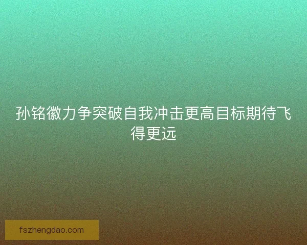孙铭徽力争突破自我冲击更高目标期待飞得更远